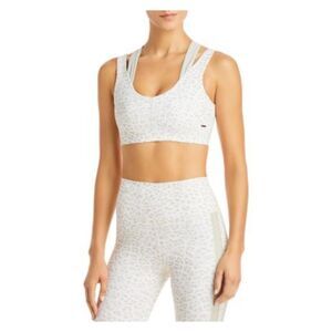 PHILANTHROPY Intimates Ivory Nylon Logo Hardware Animal Print Sports Bra M